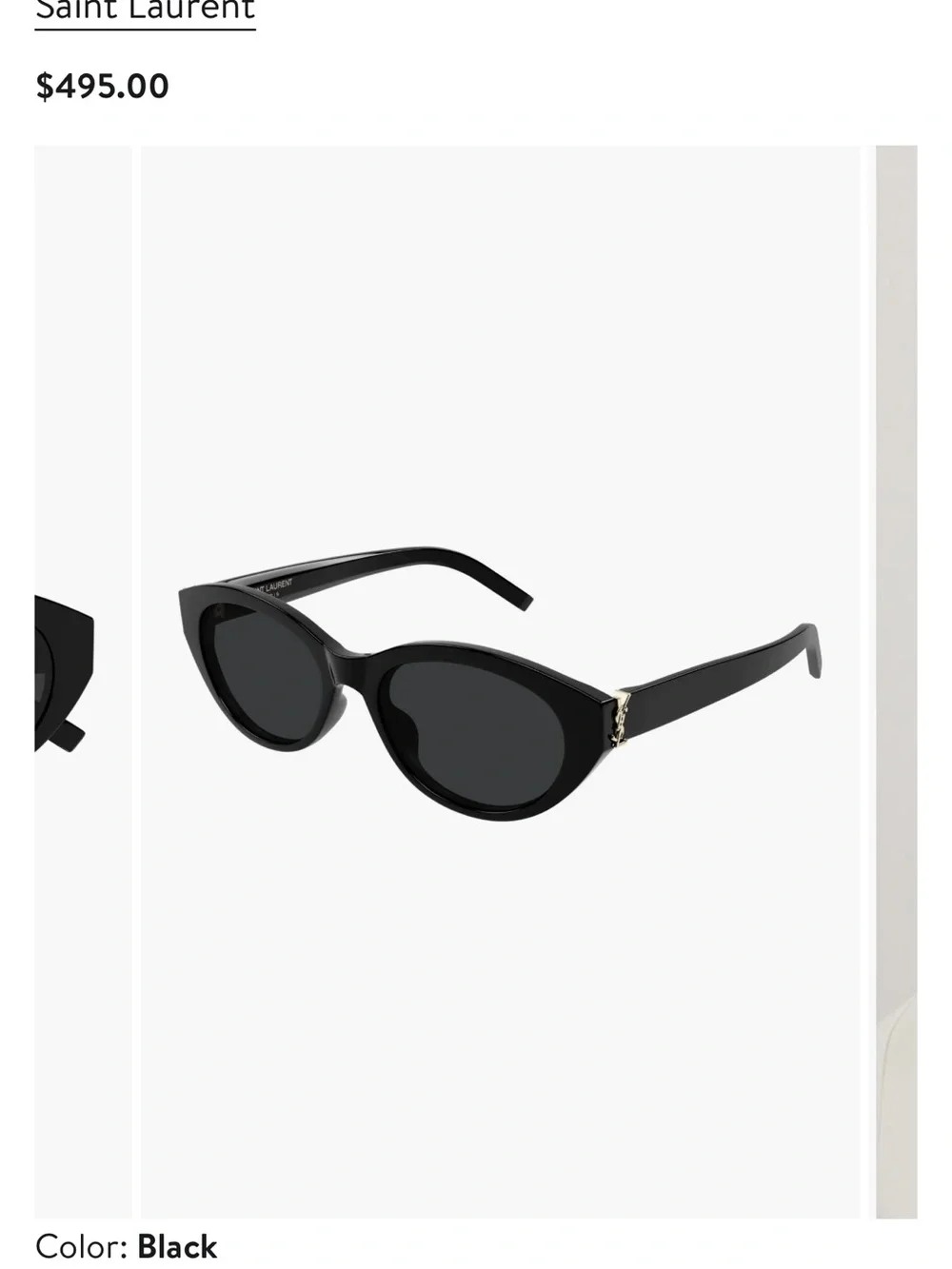 Saint Laurent Black Round Cat-Eye Sunglasses with Gold YSL Detail